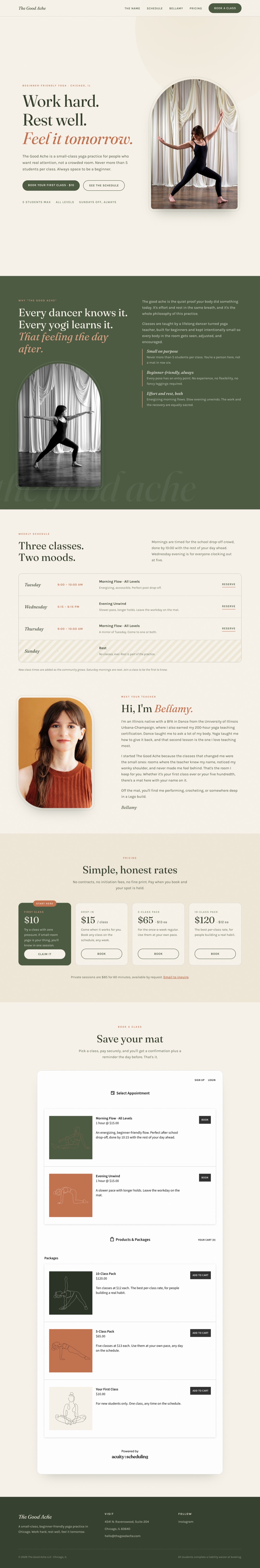 The Good Ache website, full page